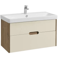 Тумба с раковиной бежевый/дуб веллингтон 90 см Акватон Оливия 1A2544K0OLVG0