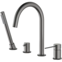 Смеситель на борт ванны Timo Saona 2320/18Y с душевым гарнитуром, вороненая сталь