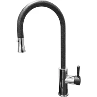 Смеситель для кухни GranFest 7652 с выдвижным изливом, графит