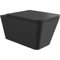 Унитаз подвесной Alice Hide Square 31210108SET безободковый, с сиденьем микролифт, черный матовый