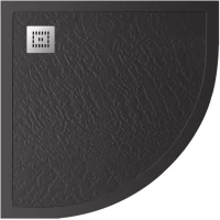 Душевой поддон BelBagno Uno TRAY-MR-UNO-R-90-550-35-NERO-CR 90x90 см, из литьевого мрамора, четверть круга, черный матовый