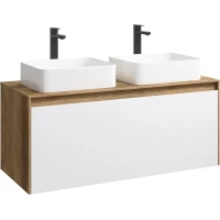 Тумба с раковиной дуб балтийский/белый глянец 120 см Aqwella 5 Stars Mobi MOB0112DB + MOB0712W + 4640021064269 + 4640021064269