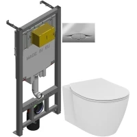 Комплект подвесной унитаз Ideal Standard Connect E771801 + E772401 + система инсталляции Jacob Delafon E29025-NF + E29027-CP