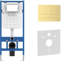 Инсталляция для унитаза Iberica Blanca Silencio Inox-S IB001.016.03 с кнопкой смыва, золотой матовый