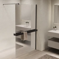 Душевая перегородка Vincea Walk-In VSW-1HR900MRB 90 см, профиль черный матовый, стекло зеркальное