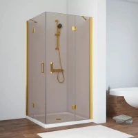 Душевой уголок Vegas Glass AFA NOVO 80 03 05 80x80 см, профиль золотой матовый, стекло бронза