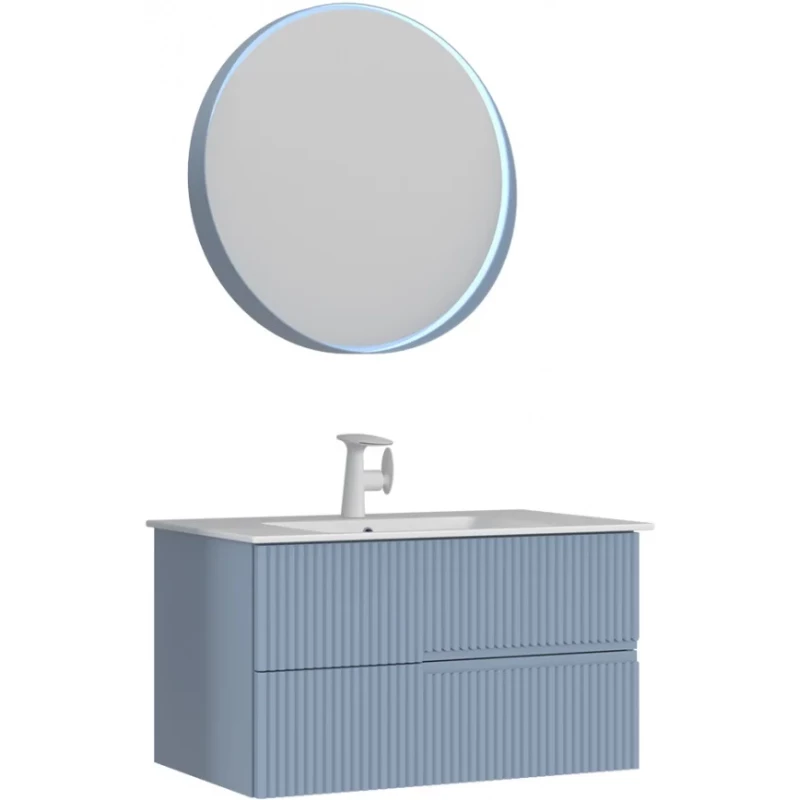 Комплект мебели ORKA Moonlight 5001501 + 3001335 91 см, подвесной, голубой матовый Комплект мебели ORKA Moonlight 5001501 + 3001335 91 см, подвесной, голубой матовый