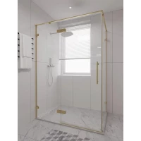 Душевой уголок Veconi Premium Alassio AL-SP-13090-00-G-C4 129,5x90 см, профиль золотой матовый, стекло прозрачное