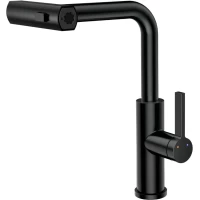 Смеситель для кухни Rush Tinos TI3732-18Black с выдвижным изливом, черный матовый