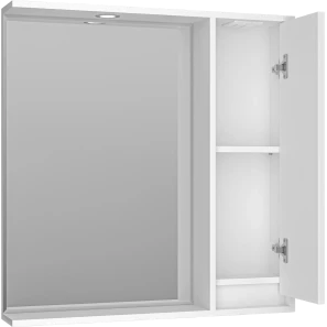 Изображение товара зеркальный шкаф brevita balaton bal-04080-01-п 77,6x80 см r, с подсветкой, выключателем, белый матовый