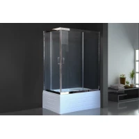 Душевой уголок с поддоном Royal Bath RB8100BP-T-CH-R 100x80 см R, профиль хром, стекло прозрачное