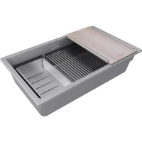 Кухонная мойка Paulmark Lumi-Multi Sink LU-MULTI 74-GRM 74x45 см, серый металлик