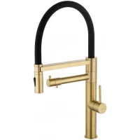 Смеситель для кухни Wonzon & Woghand WW-88458007-BG с подключением к фильтру, гибким изливом, золотой матовый