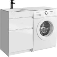 Тумба под раковину Aqwella Duet DU01052N 53,5 см, напольная, над стиральной машиной, белый глянец