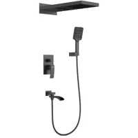 Душевой комплект Gappo G7107-76 230 мм, со смесителем, черный матовый