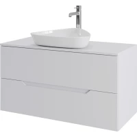 Тумба с раковиной Orange Line Li-100TuwMDF+B07-500W 100,4 см, подвесная, со столешницей, белый матовый