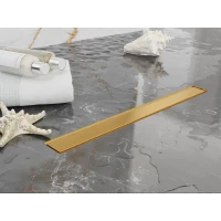 Душевой трап (лоток) Plumberia Selection Linear PSL80OB 80 см, с решеткой, 2 в 1 под плитку, золотой матовый