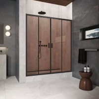 Душевая дверь Vegas Glass Z2P Protec 185 02M 05 185 см, профиль черный матовый, стекло бронза