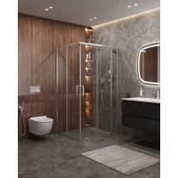 Душевой уголок Cezares Molveno MOLVENO-AH-21-80+30-C-Cr-IV 110x80 см, профиль хром, стекло прозрачное