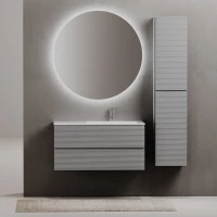 Комплект мебели Sancos Folk FL100RES + CN7015 + SF1000 101 см R, подвесной, светло-серый матовый