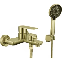 Смеситель для ванны Fmark FS8803C с душевым гарнитуром, золотой матовый