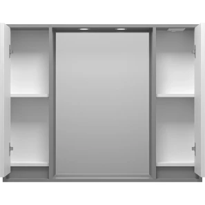 Изображение товара зеркальный шкаф brevita balaton bal-04100-01-01 98x80 см, с подсветкой, выключателем, белый матовый/серый матовый
