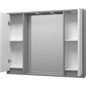 Изображение товара зеркальный шкаф brevita balaton bal-04100-01-01 98x80 см, с подсветкой, выключателем, белый матовый/серый матовый