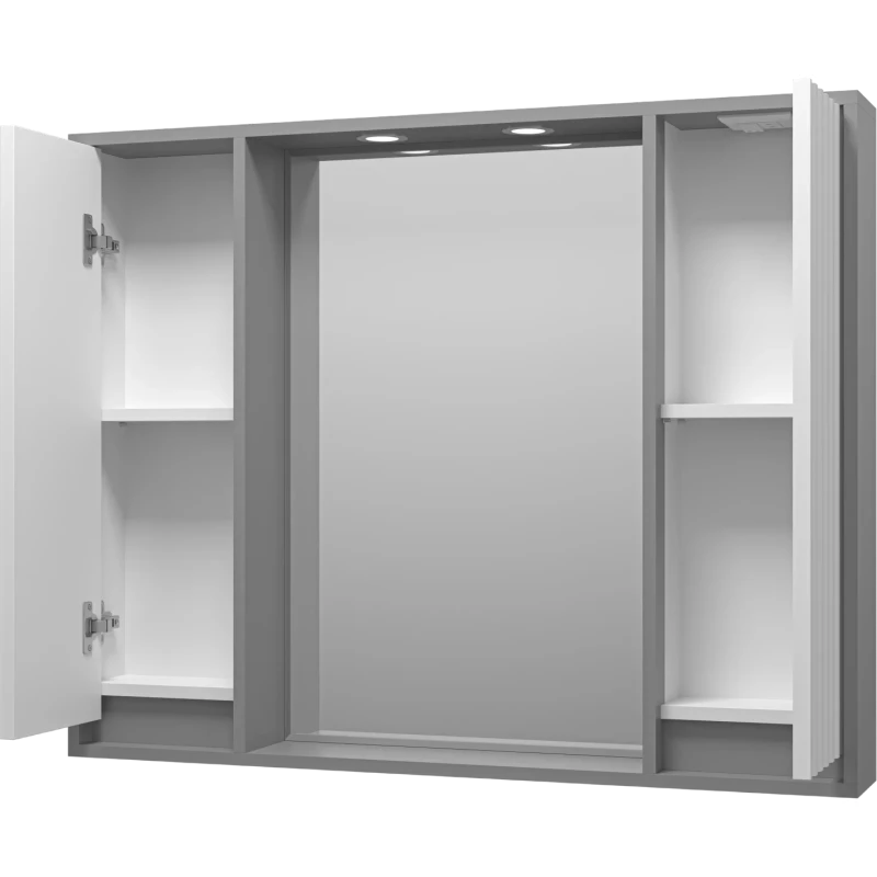 Зеркальный шкаф Brevita Balaton BAL-04100-01-01 98x80 см, с подсветкой, выключателем, белый матовый/серый матовый