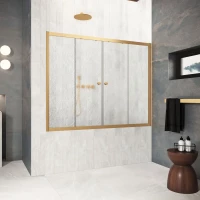 Шторка на ванну Vegas Glass Z2V Protec 160 03 02 160 см, профиль золотой матовый, стекло шиншилла
