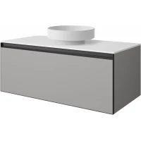 Тумба с раковиной Armadi Art Quatro Luna 790-M1-120-L-A-LED + 792-120-W + 801-MW 121 см , подвесная, со столешницей, с подсветкой, серый матовый