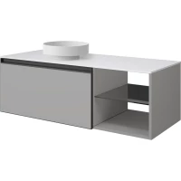 Тумба с раковиной Armadi Art Quatro Luna 790-M6-120-L-A + 792-120-W + 801-MW 121 см L , подвесная, со столешницей, серый матовый