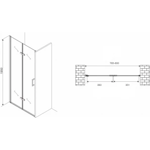 Изображение товара душевая дверь 80 см abber zart ag08080p прозрачное