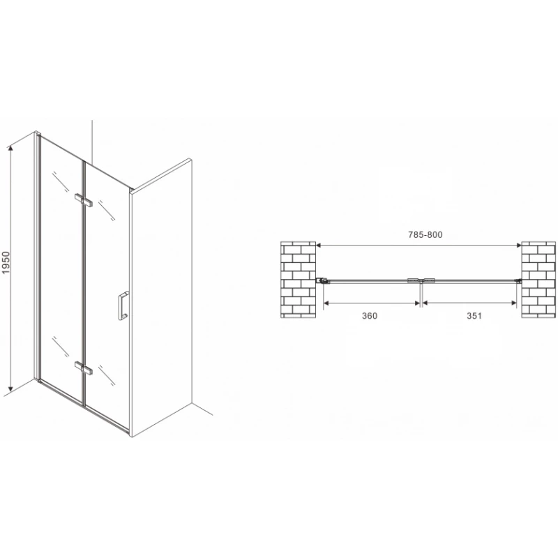 Душевая дверь 80 см Abber Zart AG08080P прозрачное