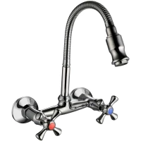 Смеситель для кухни Voda Laguna LGN02F с гибким изливом, хром