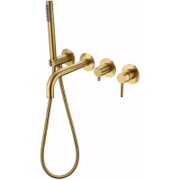 Смеситель для ванны Grocenberg GB5070GL встраиваемый, с душевым гарнитуром, золотой брашированный