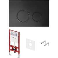 Инсталляция для унитаза Tece TECEspring R S401104 с кнопкой смыва, черный матовый