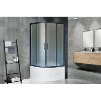 Душевой уголок с поддоном Royal Bath Practic RB90BK-C-BL-Practic 90x90 см, профиль черный матовый, стекло матовое