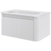 Тумба с раковиной Armadi Art Voi Matt White 782-080-R-MW + 786-080-MW 82 см, подвесная, белый матовый