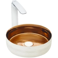 Раковина-чаша WeltWasser Elbach 3134 LSWG 10000004540 35,5x35,5 см, накладная, белый матовый/золотой