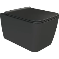 Унитаз подвесной Boheme Zen 967-SET-B безободковый, с сиденьем микролифт, черный матовый