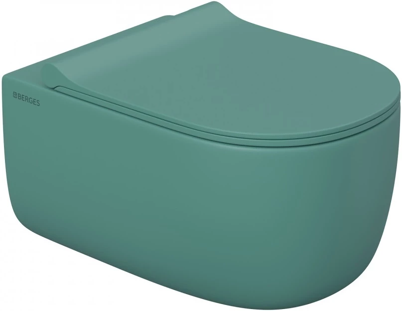 Унитаз подвесной Berges Ego XL 082141 безободковый, с сиденьем микролифт, темно-зеленый матовый скамейка садовая складная с мяг сиденьем зеленый до 100 кг 54 5 28 42 5 скм2