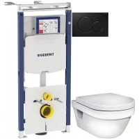 Комплект подвесной унитаз Gustavsberg Hygienic Flush 5G84HR01 + система инсталляции Geberit 111.362.00.5 + 115.770.DW.5
