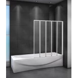 Изображение товара шторка на ванну cezares relax relax-v-5-120/140-p-bi-r 120 см r, профиль белый глянец, стекло текстурное