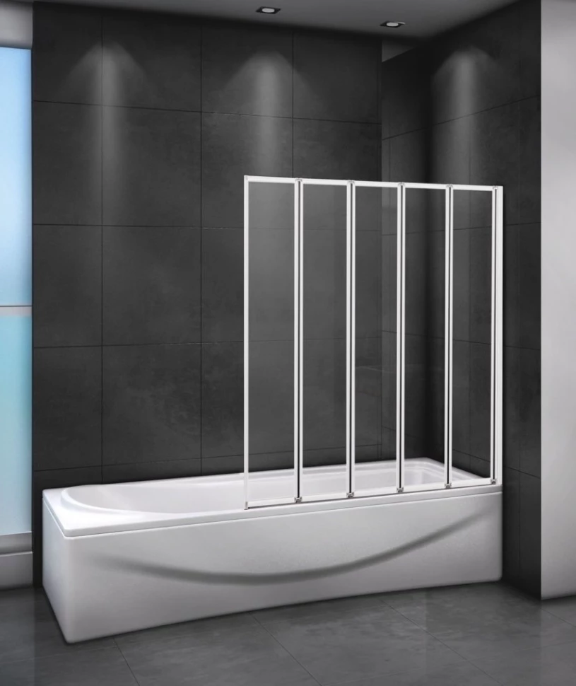 Шторка на ванну Cezares Relax RELAX-V-5-120/140-P-Bi-R 120 см R, профиль белый глянец, стекло текстурное