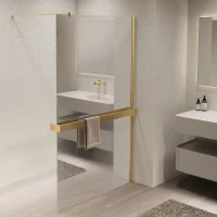 Душевая перегородка Vincea Walk-In VSW-1HR900MRG 90 см, профиль золотой матовый, стекло зеркальное