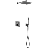 Душевой комплект Sancos Linn SC9022GG 250 мм, с термостатом, вороненая сталь