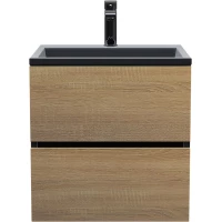 Тумба под раковину Uperwood Barsa 2937205252 50 см, подвесная, черный матовый/дуб сонома