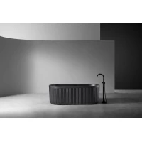 Ванна из литьевого мрамора Abber Stuttgart AM9925B 170x75 см, отдельностоящая, черный матовый