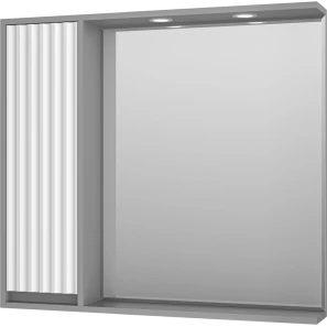 Изображение товара зеркальный шкаф brevita balaton bal-04090-01-01л 88,2x80 см l, с подсветкой, выключателем, белый матовый/серый матовый