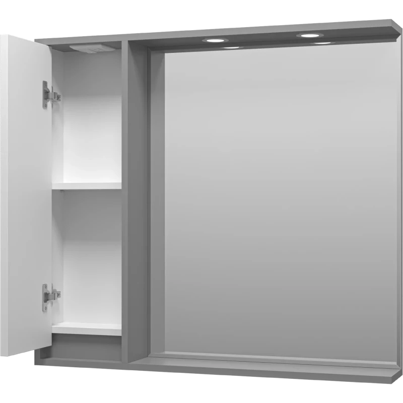 Зеркальный шкаф Brevita Balaton BAL-04090-01-01Л 88,2x80 см L, с подсветкой, выключателем, белый матовый/серый матовый